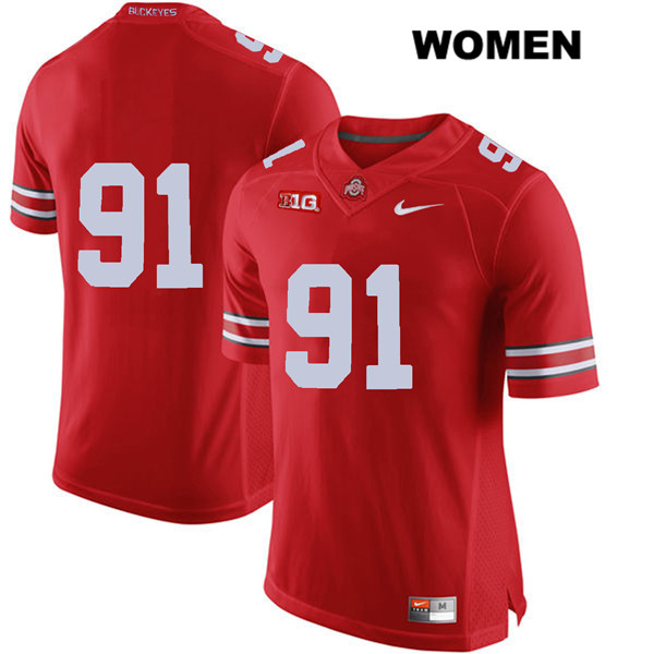Ohio State Buckeyes Women's Drue Chrisman #91 Red Authentic Nike No Name College NCAA Stitched Football Jersey DF19I43VB
